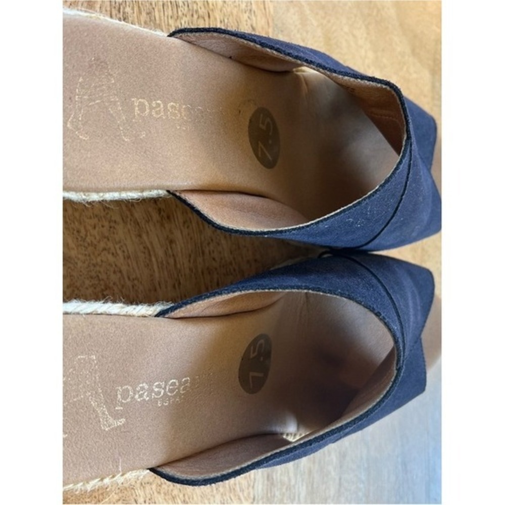 Paseart Navy Suede Crisscross Espadrille Wedge Sandals size 7.5 - Picture 8 of 9